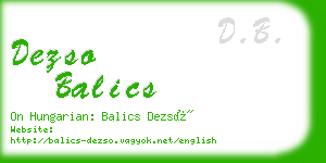 dezso balics business card